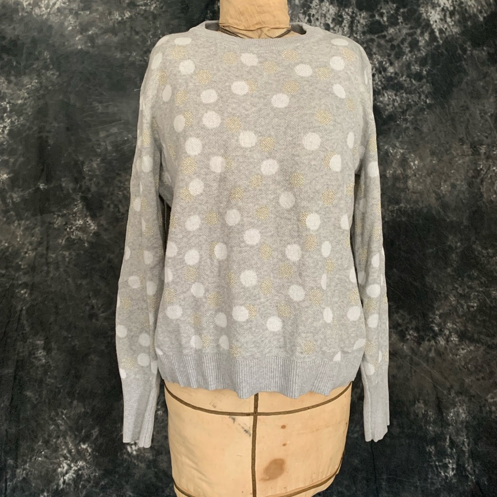 Grey and gold polka dot sweater